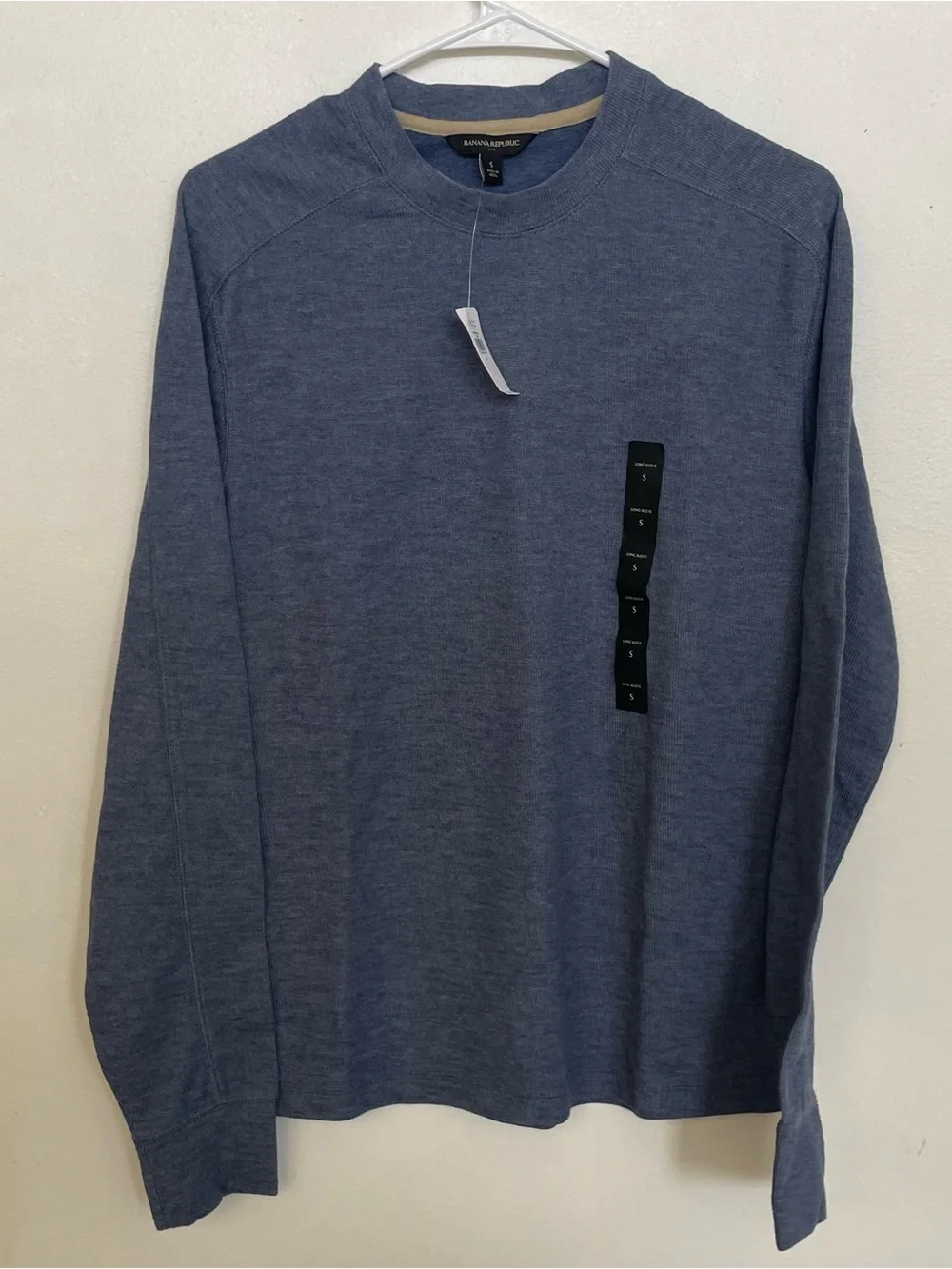 Banana Republic Heathered Navy Long-Sleeve Crewneck